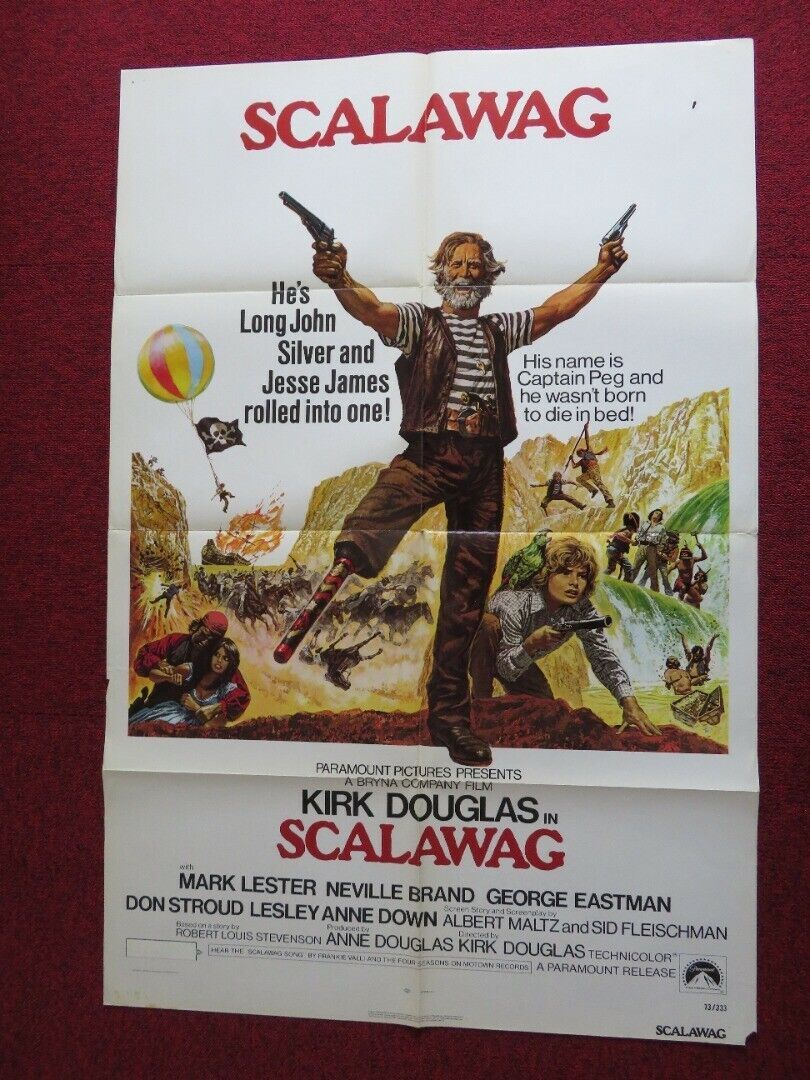 SCALAWAG / PEG LEG, MUSKET AND SABRE US ONE SHEET POSTER KIRK DOUGLAS 1973