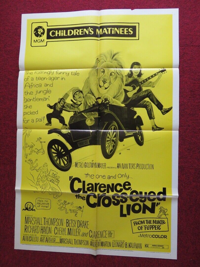 CLARENCE THE CROSS EYED LION US ONE SHEET POSTER MARSHALL THOMPSON BETSY DRAKE