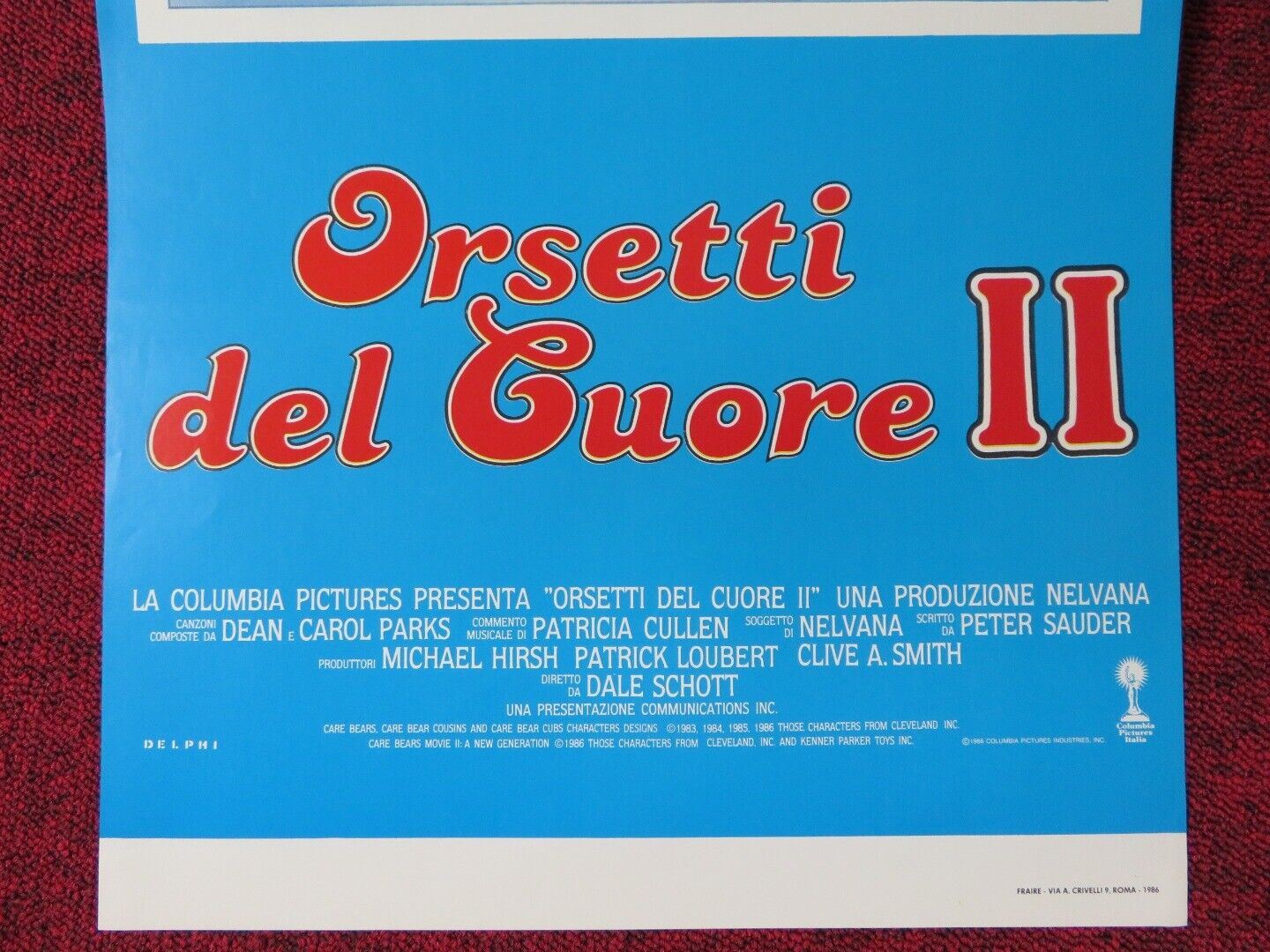 CARE BEARS MOVIE II A NEW GENERATION ITALIAN LOCANDINA (27.5x12.5) POSTER  '86