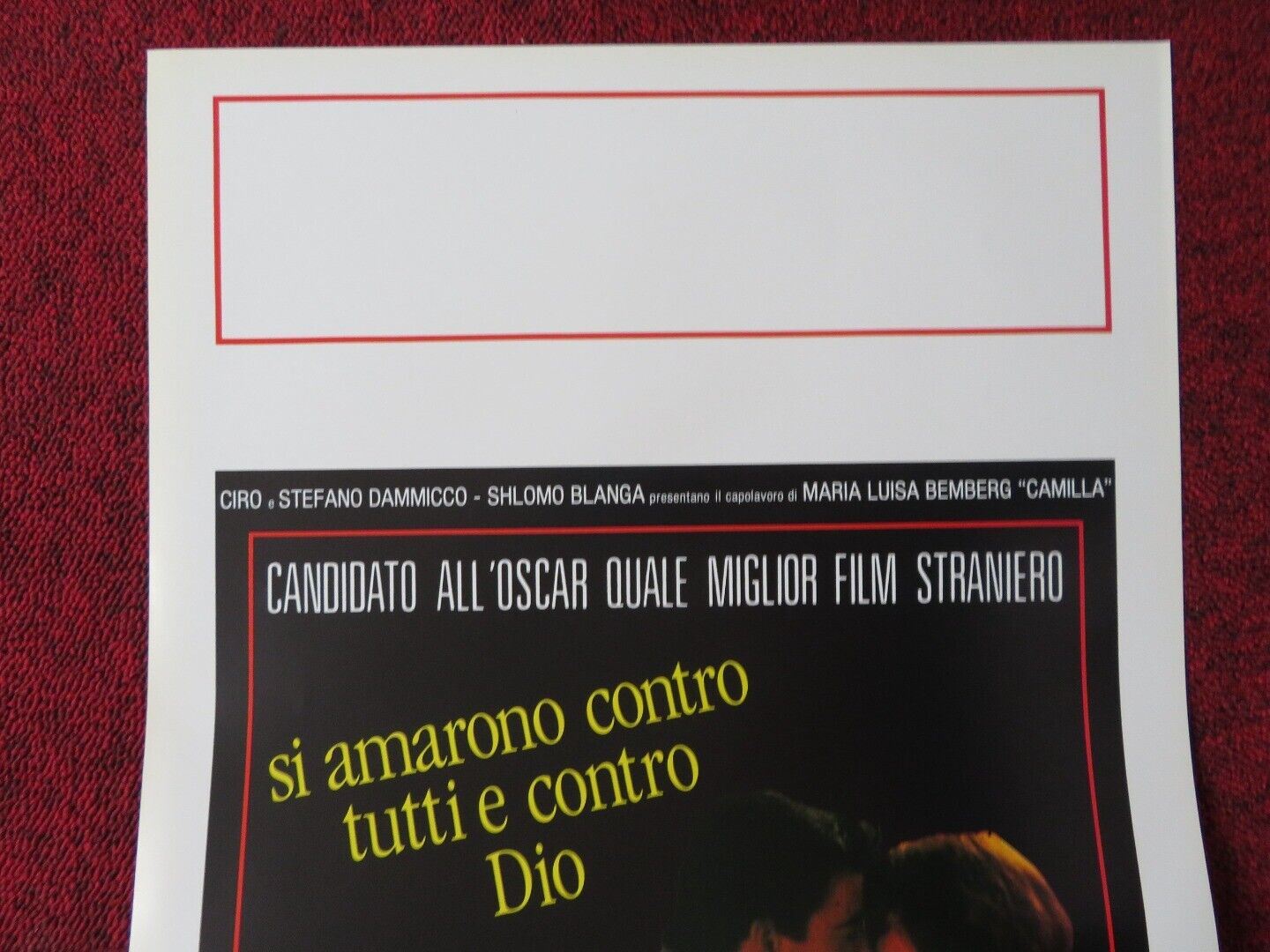 CAMILLA / Camila ITALIAN LOCANDINA (27.5"x13") POSTER SUSU PECORARO 1988