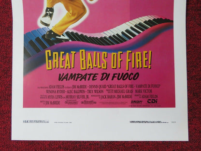 GREAT BALLS OF FIRE! ITALIAN LOCANDINA (27.5"x13") POSTER D QUAID W RYDER 1989