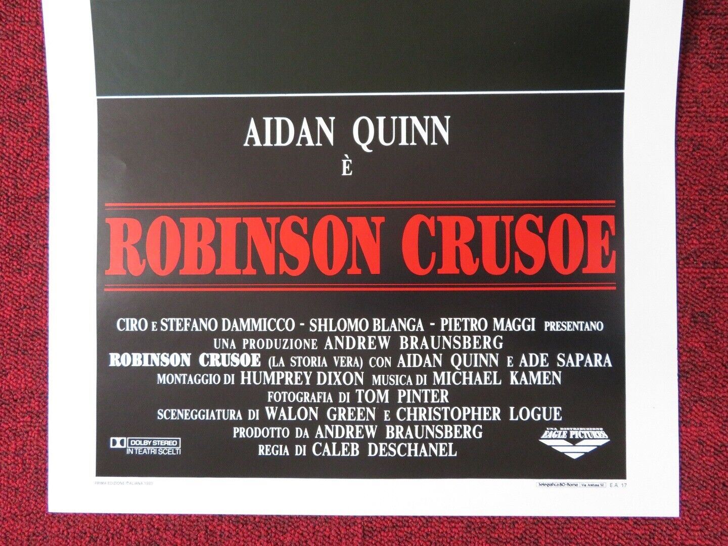 CRUSOE  ITALIAN LOCANDINA (27.5"x13") POSTER AIDAN QUINN ELVIS PAYNE 1989