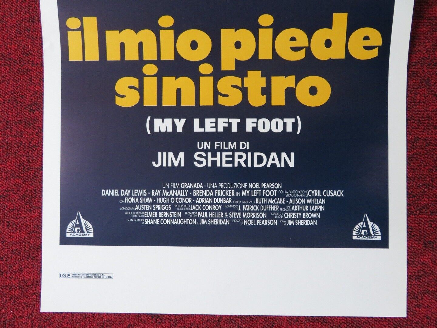 MY LEFT FOOT ITALIAN LOCANDINA (28"x13") POSTER J SHERIDAN DANIEL DAY-LEWIS '89