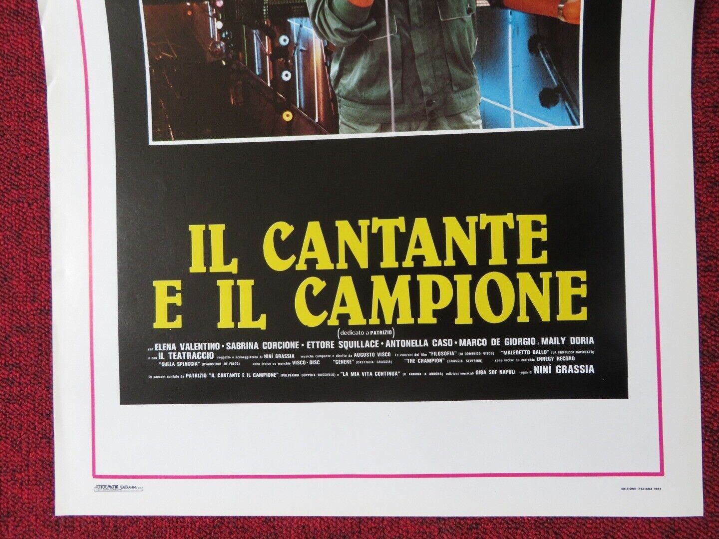 IL CANTANTE E IL CAMPIONE  ITALIAN LOCANDINA (27.5"x13") POSTER MARC DAIMON '84