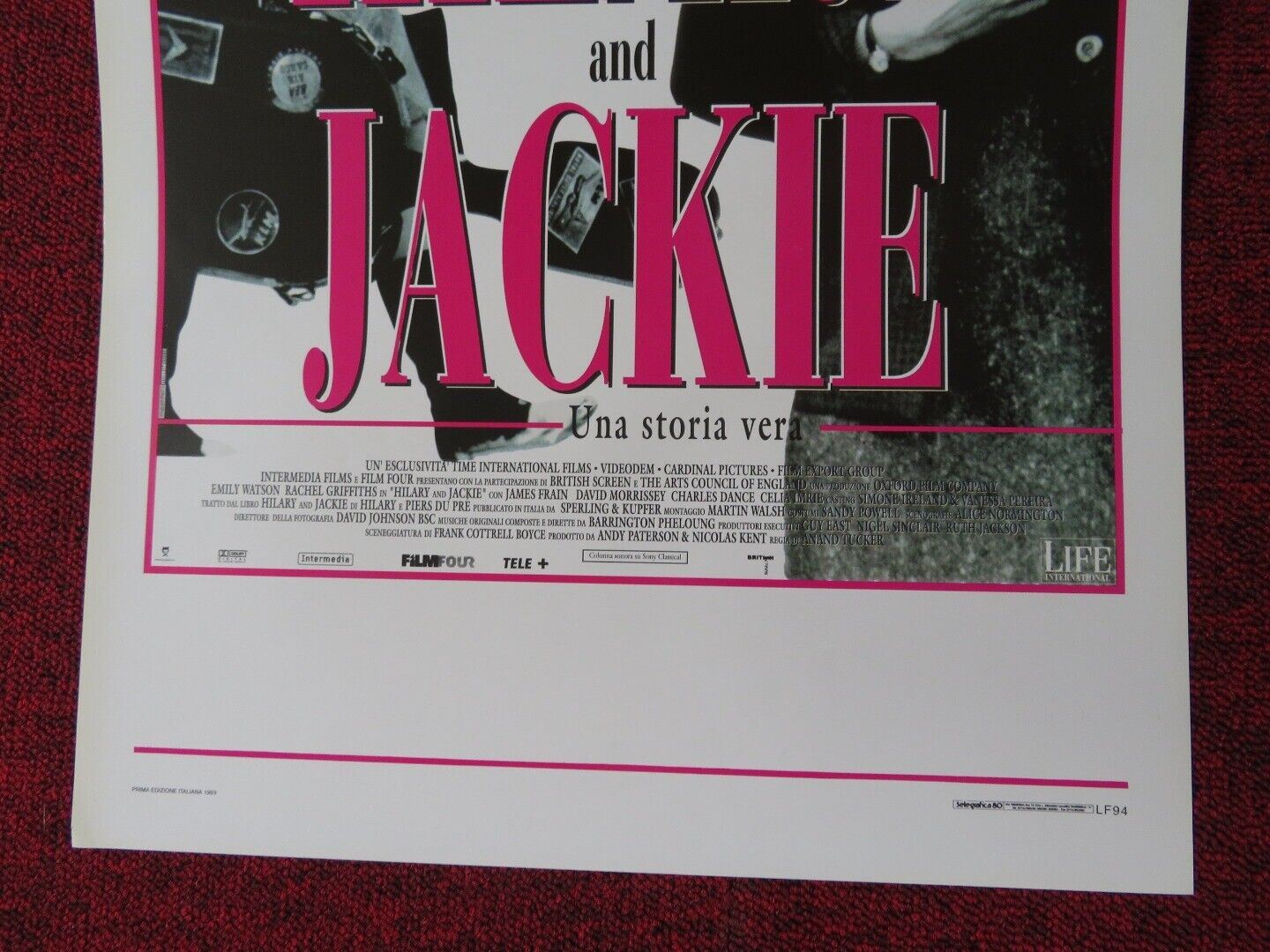 HILARY AND JACKIE ITALIAN LOCANDINA (27.5"x13") POSTER EMILY WATSON 1999