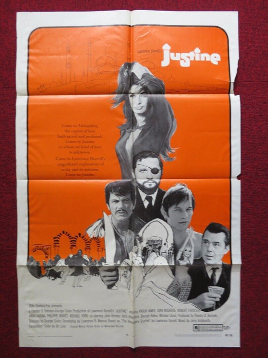 JUSTINE FOLDED US ONE SHEET POSTER ANOUK AIMEE DIRK BOGARDE 1969