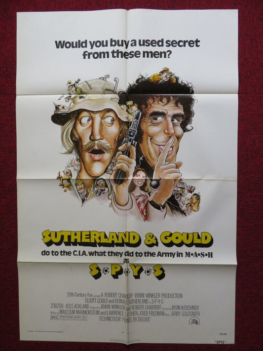 S*P*Y*S FOLDED US ONE SHEET POSTER ELLIOTT GOULD DONALD SUTHERLAND 1974