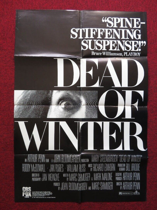 DEAD OF WINTER FOLDED US VHS ONE SHEET POSTER R.MCDOWALL MARY STEENBURGEN 1987