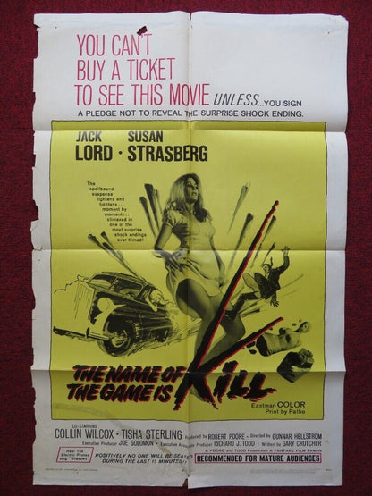 THE NAME OF THE GAME IS KILL! FOLDED US ONE SHEET POSTER JACK LORD 1968