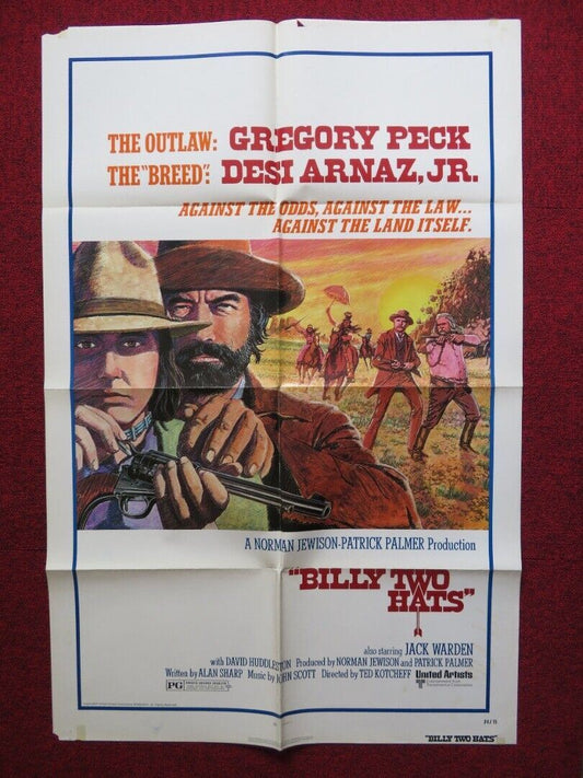 BILLY TWO HATS FOLDED US ONE SHEET POSTER GREGORY PECK DESI ARNAZ JR. 1974