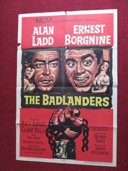 BADLANDERS FOLDED US ONE SHEET POSTER ALAN LADD ERNEST BORGNINE 1958