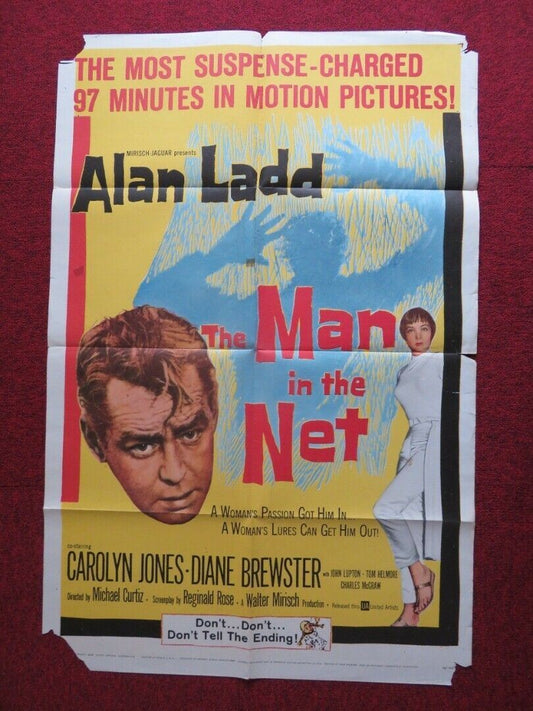 THE MAN IN THE NET FOLDED US ONE SHEET POSTER ALAN LADD CAROLYN JONES 1959