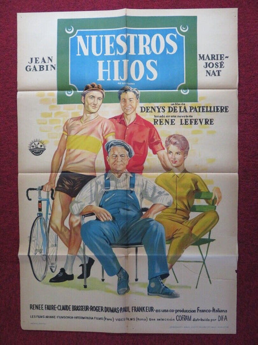 RU DE PARIS FOLDED ARGENTINA ONE SHEET POSTER JEAN GABIN MARIE-JOSIE NAT 1959