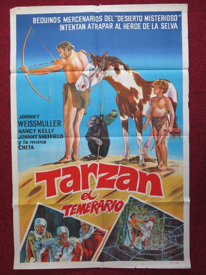 TARZAN'S DESERT MYSTERY FOLDED ARGENTINA ONE SHEET POSTER JOHNNY WEISSMULLER