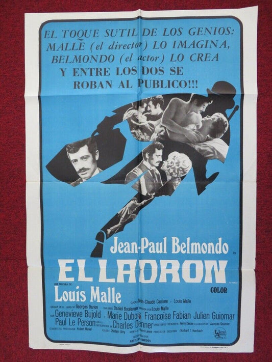 THE THIEF OF PARIS FOLDED ARGENTINA ONE SHEET POSTER JEAN PAUL BELMONDO 1967