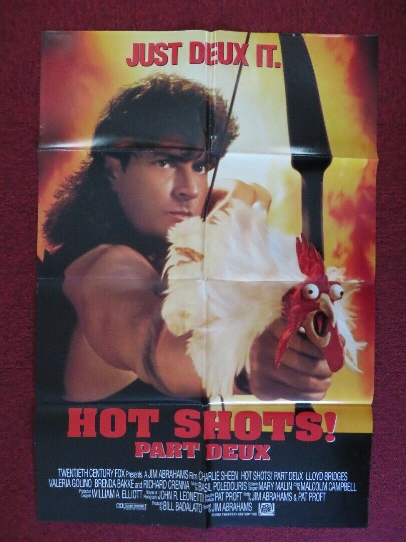 HOT SHOTS! PART DEUX ONE FOLDED US ONE SHEET POSTER CHARLIE SHEEN 1993