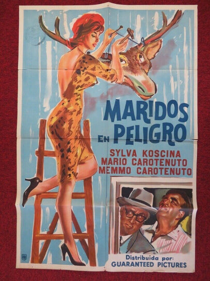 MARITI IN PERICOLO FOLDED ARGENTINA ONE SHEET POSTER SYLVA KOSCINA 1960