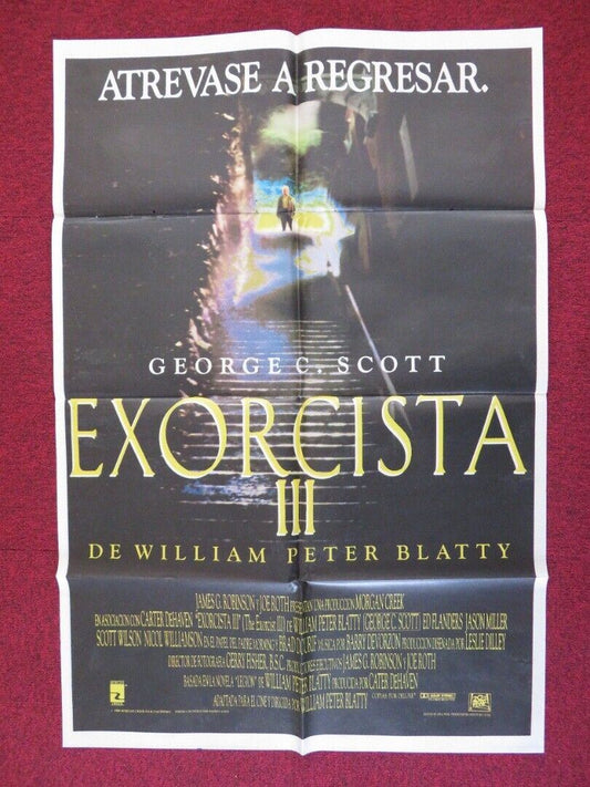 THE EXORCIST III FOLDED ARGENTINA ONE SHEET POSTER GEORGE C.SCOTT ED FLANDERS