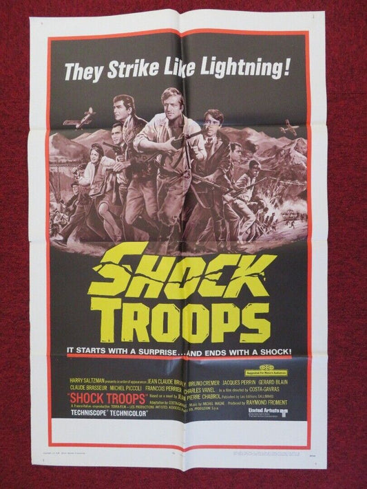 SHOCK TROOPS ONE FOLDED US ONE SHEET POSTER CHARLES VANEL BRUNO CREMER 1968