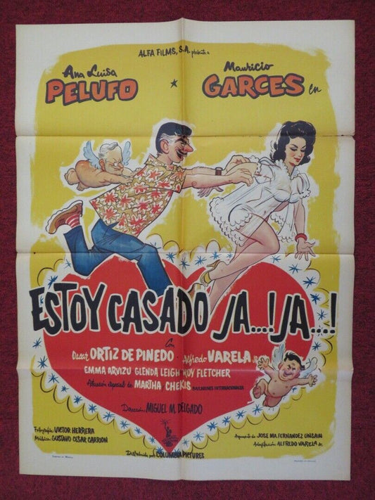 I'M MARRIED HA HA FOLDED MEXICO ONE SHEET POSTER 27" X 37" MAURICIO GARCES 1962