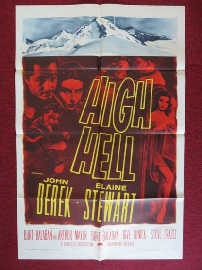 HIGH HELL ONE FOLDED US ONE SHEET POSTER JOHN DEREK ELAINE STEWART 1958