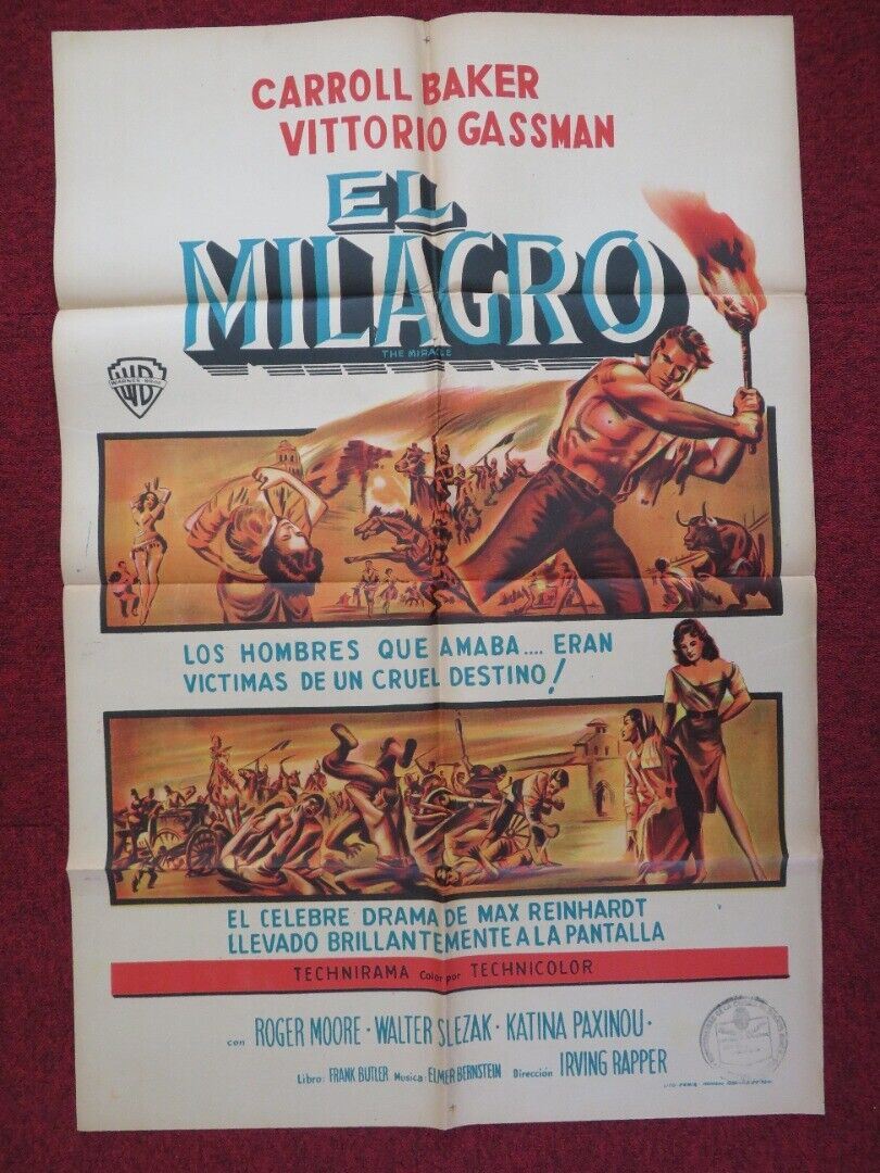 THE MIRACLE MEXICO FOLDED ONE SHEET POSTER ROGER MOORE CARROLL BAKER 1959