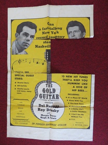 THE GOLD GUITAR ONE FOLDED US ONE SHEET POSTER DEL REEVES ROY DRUSKY 1966