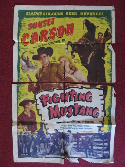 FIGHTING MUSTANG ONE FOLDED US ONE SHEET POSTER SUNSET CARSON AL TERRY 1948