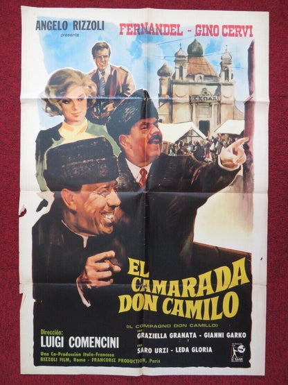 EL CAMARADA DON CAMILO SPANISH FOLDED ONE SHEET POSTER FERNANDEL GINO CERVI 1965