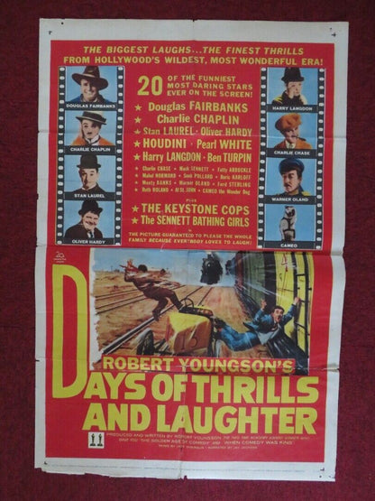 DAYS OF THRILLS AND LAUGHTER FOLDED U.S ONE SHEET POSTER CHARLIE CHAPLIN 1961