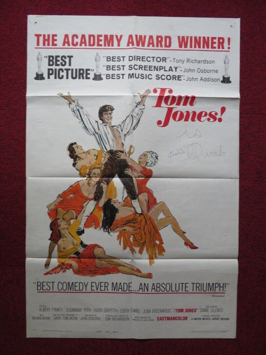 TOM JONES  FOLDED U.S ONE SHEET POSTER GEORGE DEVINE RACHEL KEMPSON 1963