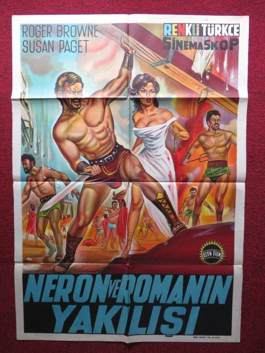 THE TEN GLADIATORS FOLDED TURKISH ONE SHEET POSTER ROGER BROWNE JOSE GECI 1963