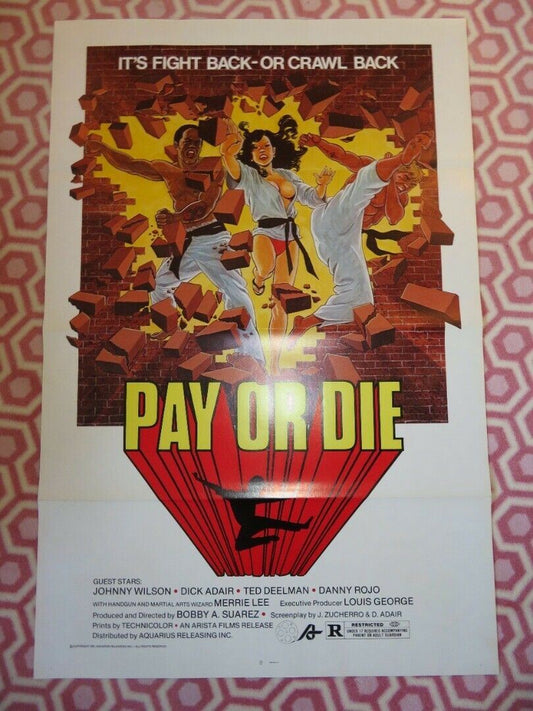 PAY OR DIE / Mean Business US ROLLED POSTER JOHNNY WILSON DICK ADAIR 1979