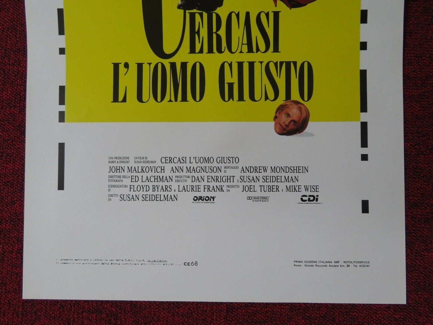 MAKING MR. RIGHT ITALIAN LOCANDINA (27.5"x13") POSTER ANN MAGNUSON 1987