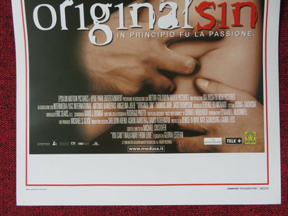 ORIGINAL SIN  ITALIAN LOCANDINA (27.5"x13") POSTER ANGELINA JOLIE 2001