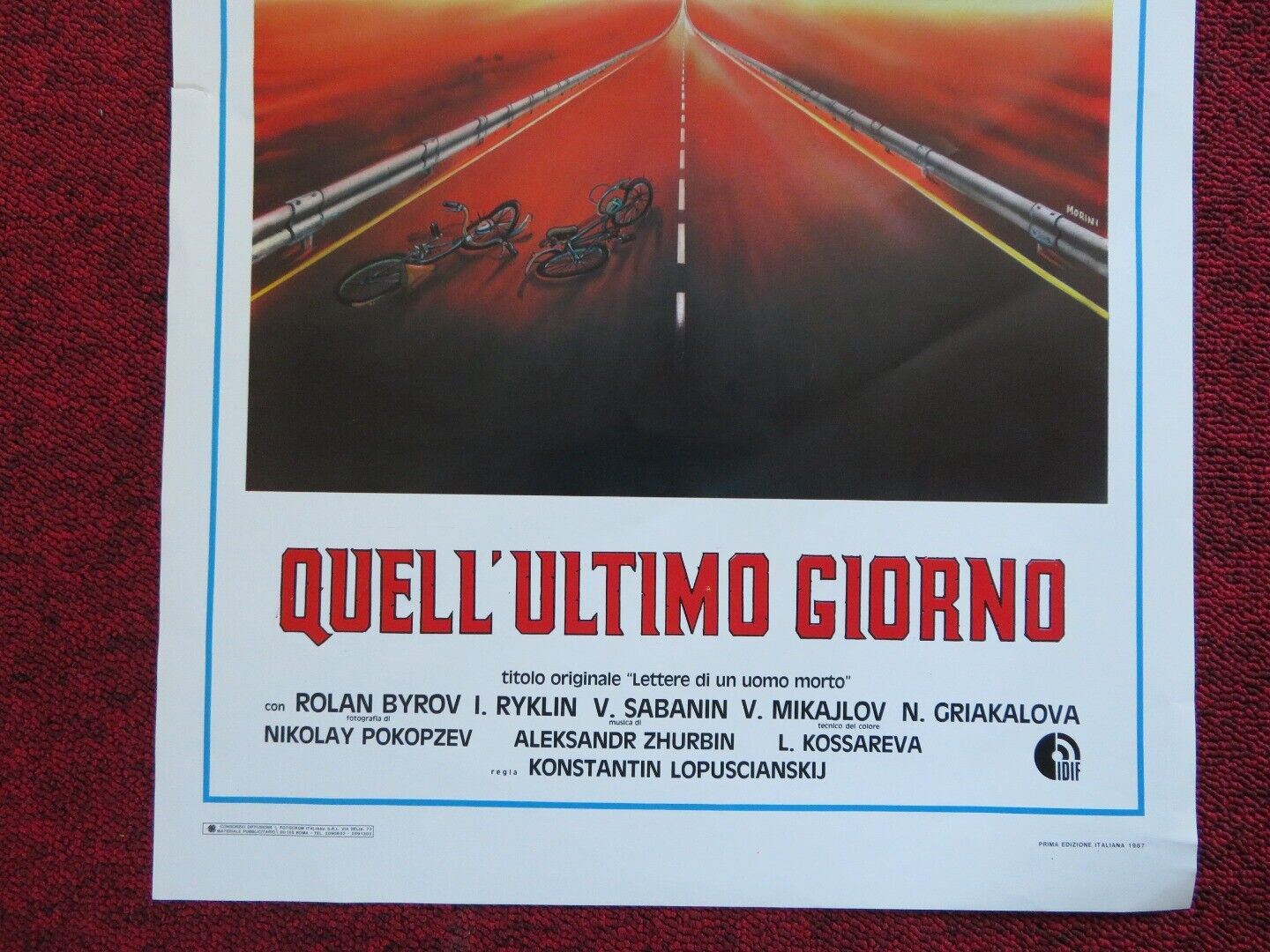 QUELL'ULTIMO GIORNO ITALIAN LOCANDINA (27.5"x13") POSTER ROLAN BYKOV 1987