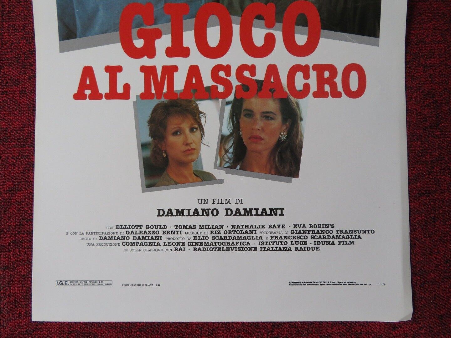 MASSACRE PLAY ITALIAN LOCANDINA (27.5"x13") POSTER DAMIANO DAMIANI 1989