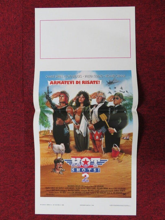 HOT SHOTS 2 ITALIAN LOCANDINA (27.5"x13") POSTER CHARLIE SHEEN LLOYD BRIDGES '93