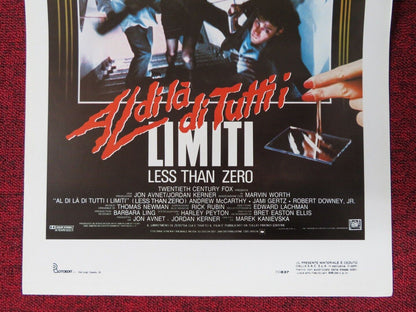 LESS THAN ZERO ITALIAN LOCANDINA (27.5"x13") POSTER ANDREW MCCARTHY 1987