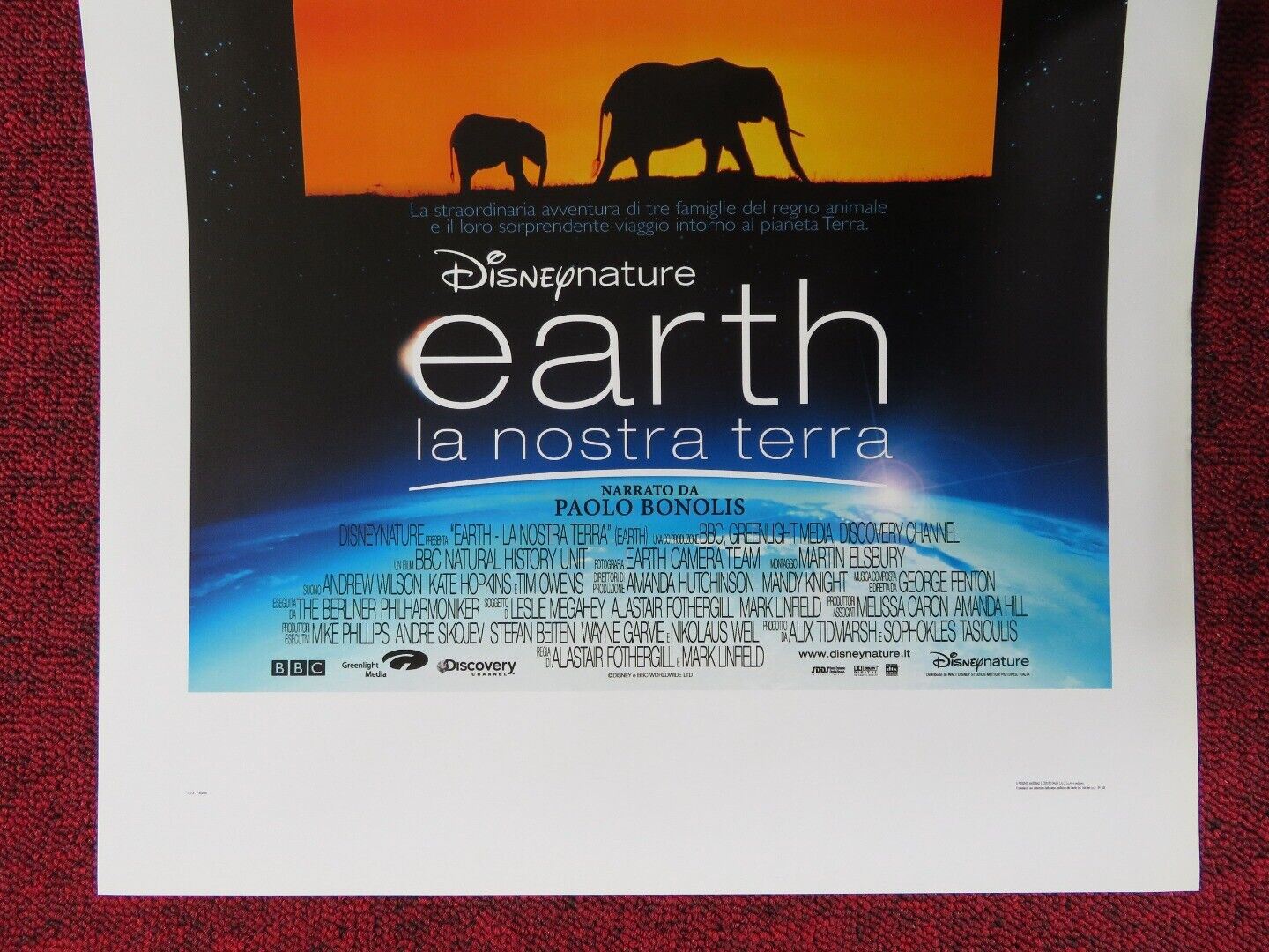 EARTH ITALIAN LOCANDINA (27.5"x13") POSTER DISNEY PAOLO BONOLIS 2007