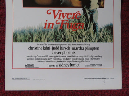 RUNNING ON EMPTY ITALIAN LOCANDINA (27.5"x13") POSTER CHRISTINE LAHTI 1989