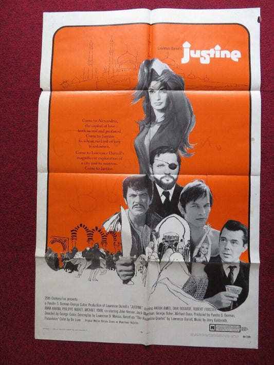 JUSTINE FOLDED U.S ONE SHEET POSTER ANOUK AIMEE DIRK BOGARDE 1969