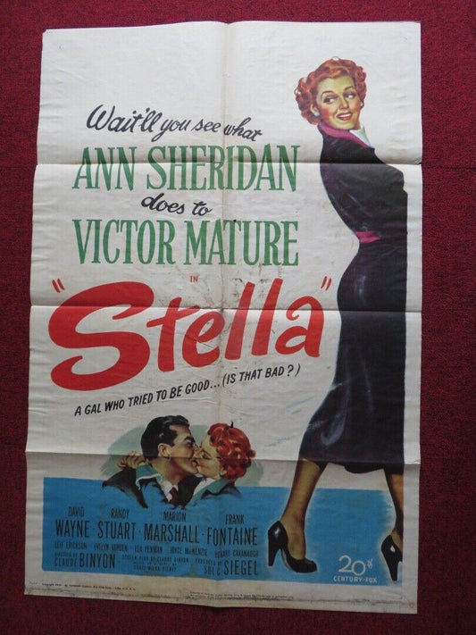 STELLA FOLDED U.S ONE SHEET POSTER ANN SHERIDAN VICTOR MATURE 1950