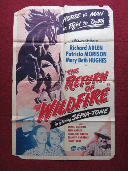 THE RETURN OF WILDFIRE FOLDED U.S ONE SHEET POSTER RICHARD ARLEN 1948