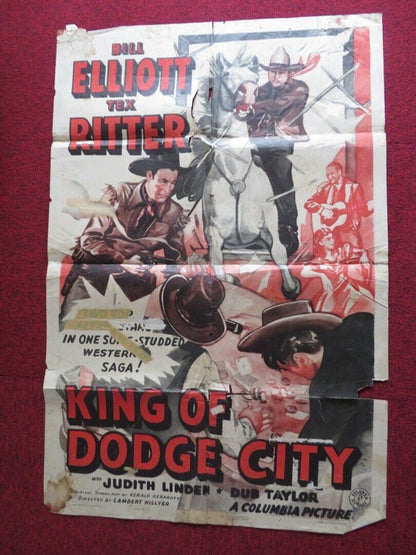 KING OF DODGE CITY FOLDED U.S ONE SHEET POSTER BILL ELLIOTT TEX RITTER 1941