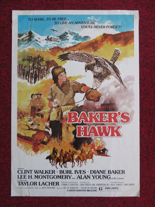 BAKER'S HAWK U.S MINI (13.5"x 20") POSTER CLINT WALKER BURL IVES 1976