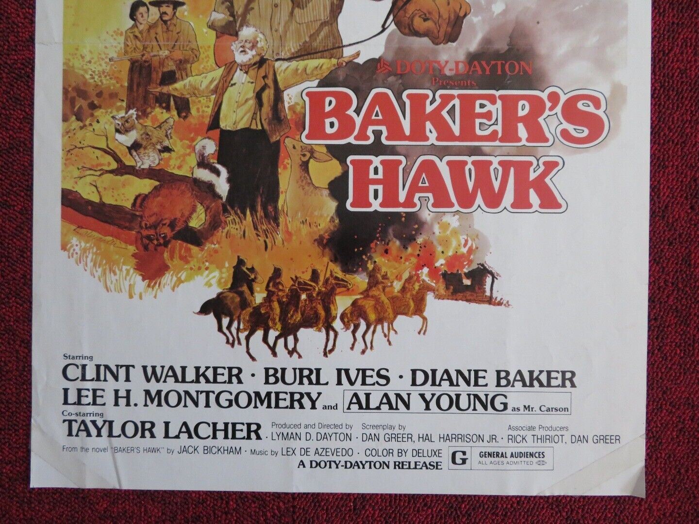 BAKER'S HAWK U.S MINI (13.5"x 20") POSTER CLINT WALKER BURL IVES 1976