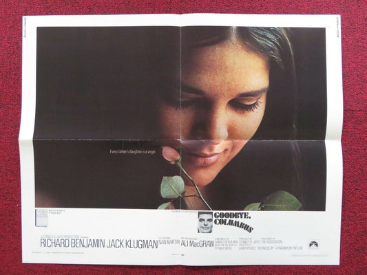 GOODBYE COLUMBUS FOLDED U.S HALF SHEET POSTER ALI MACGRAW RICHARD BENJAMIN 1969