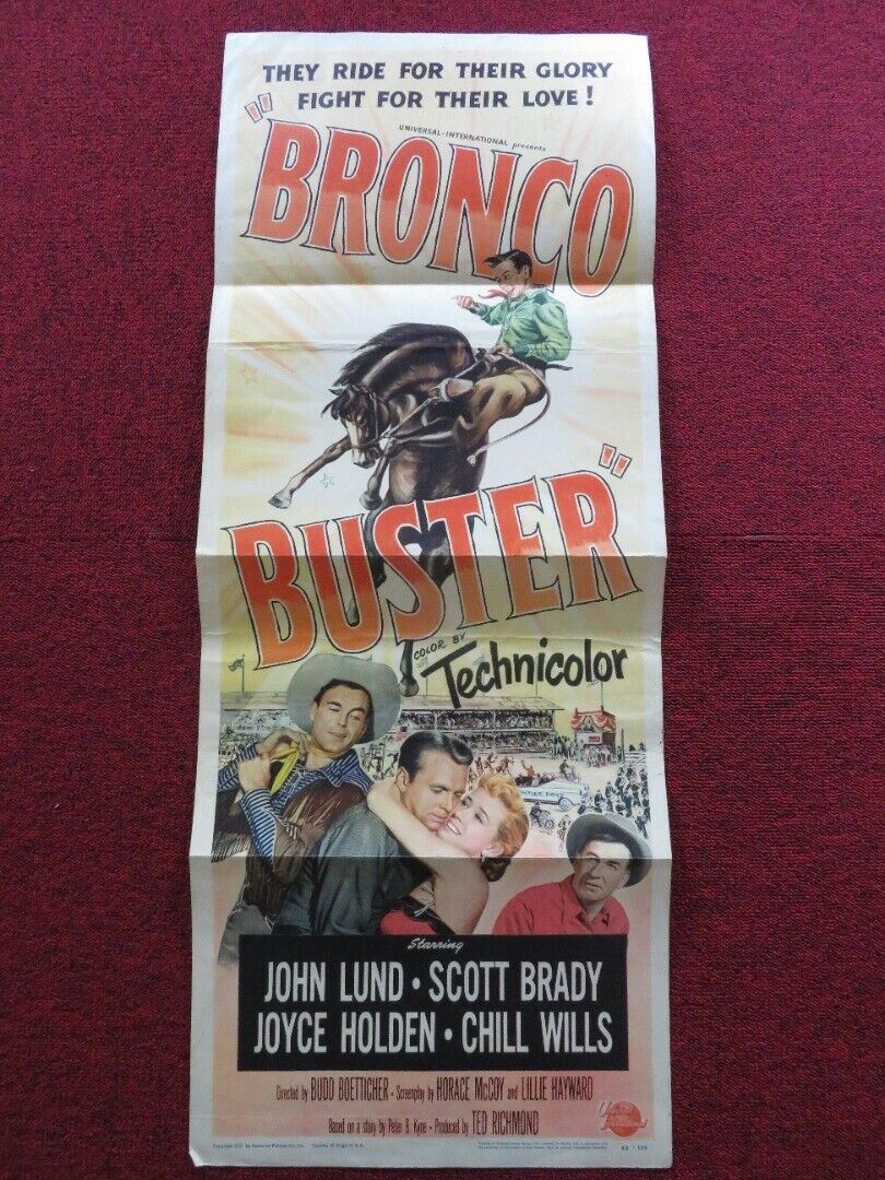 BRONCO BUSTER FOLDED US INSERT (14"x 36") POSTER JOHN LUND SCOTT BRADY 1952