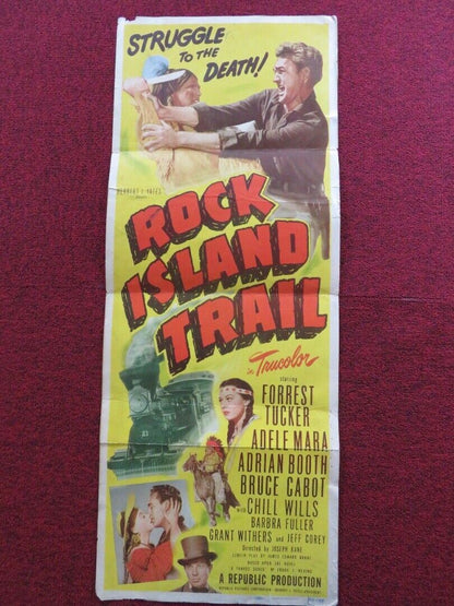 ROCK ISLAND TRAIL FOLDED US INSERT (14"x 36") POSTER  FORREST TUCKER 1950